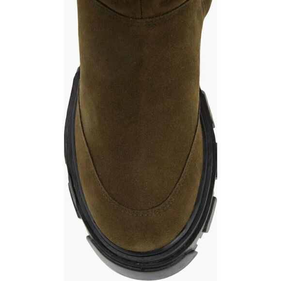 Farm Rio Knee High Olive Green Suede Lug Sole Boot NWOB Size 6 1/2 - Picture 7 of 8